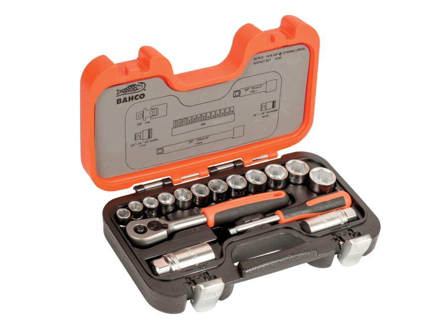 Bahco S330 3/8in Drive Socket Set with Ratchet 34 Piece