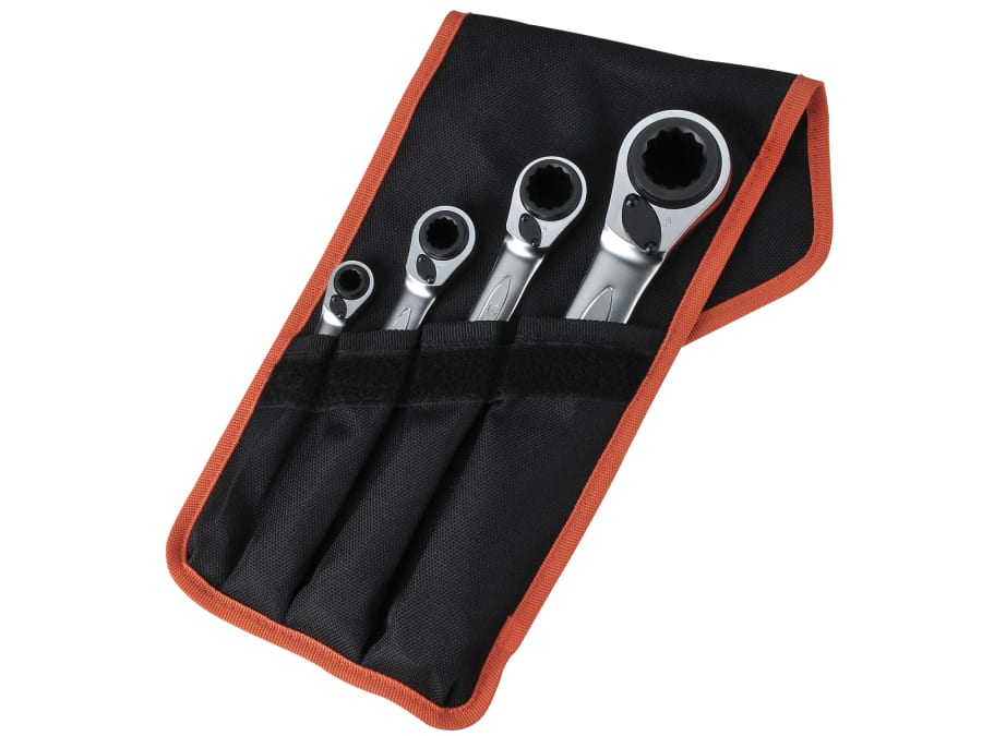 Bahco S4RM4T 4 Piece Reversible Ratchet Spanner Set