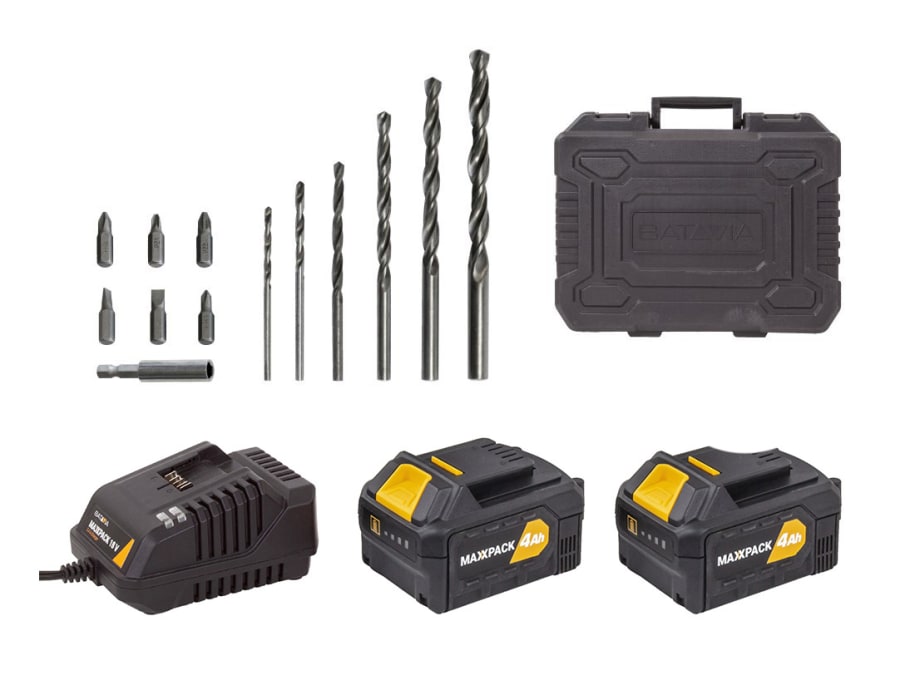 Batavia 7064577 MAXXPACK ULTRA 18V Combi Drill with 2 × 4.0Ah Batteries