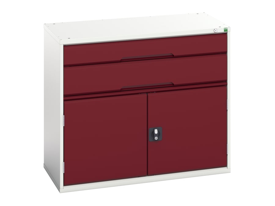 Bott 1692523724 2 Drawer + Cupboard 900 x 1050mm Crimson Red