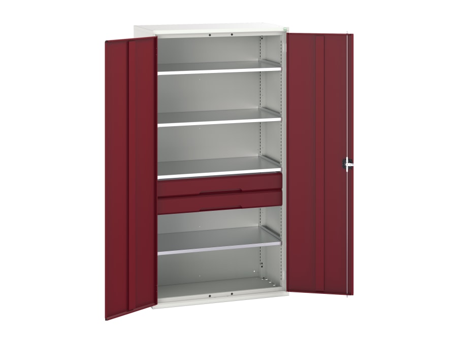 Bott 1692657424 Kitted Cupboard 4 Shelf 2 Drawer 1050 x 2000mm Crimson Red