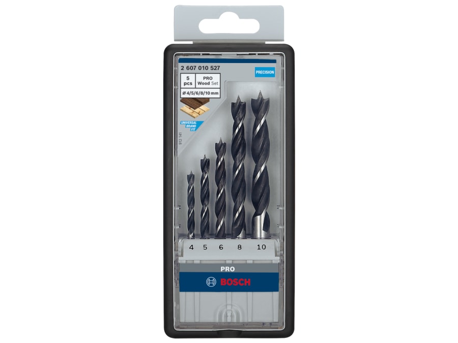 Bosch Powertool Accessories Bosch 2607010527 5 Piece Pro Wood Brad Point Drill Bit Set
