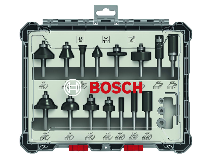 Bosch Powertool Accessories Bosch 2607017473 Router Bit Mixed Set 15 Piece