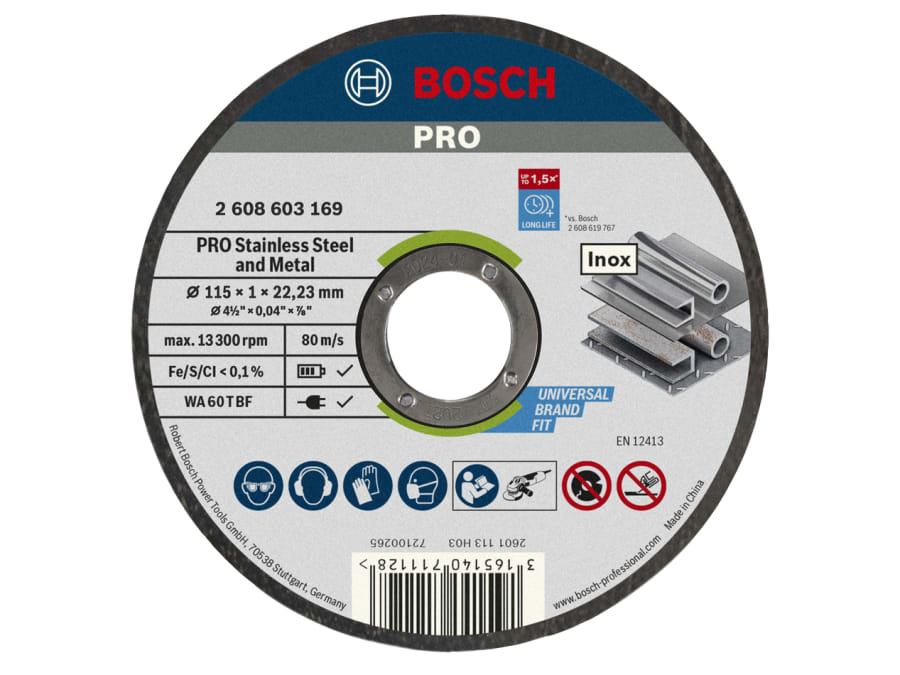 Bosch Powertool Accessories Bosch 2608603254 115 x 1.0 x 22.23mm Stainless Steel and Metal
