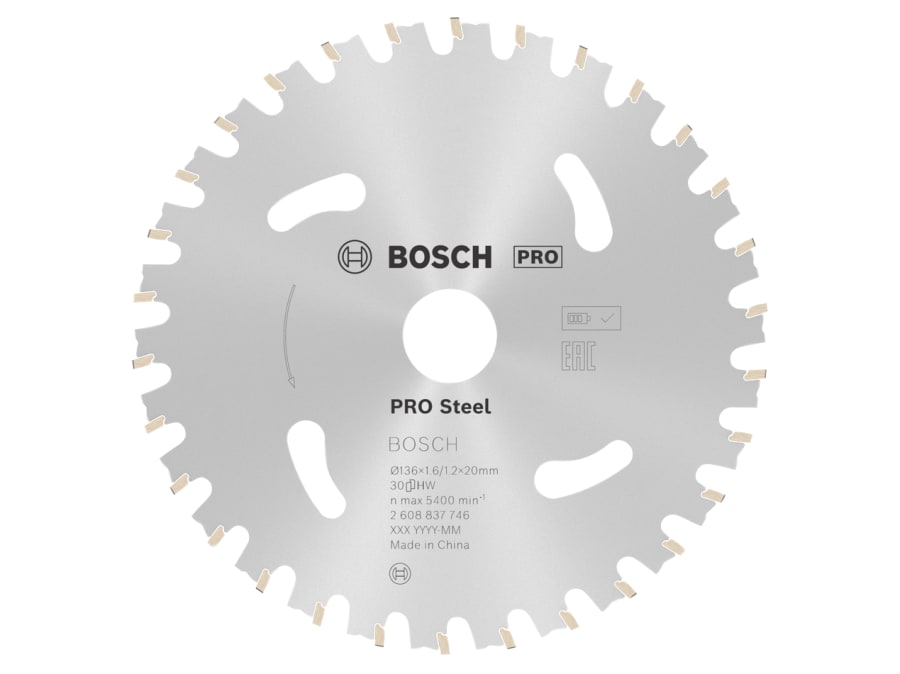 Bosch Powertool Accessories Bosch 2608837746 PRO Steel 136 x 20mm x 30T Circular Saw Blade