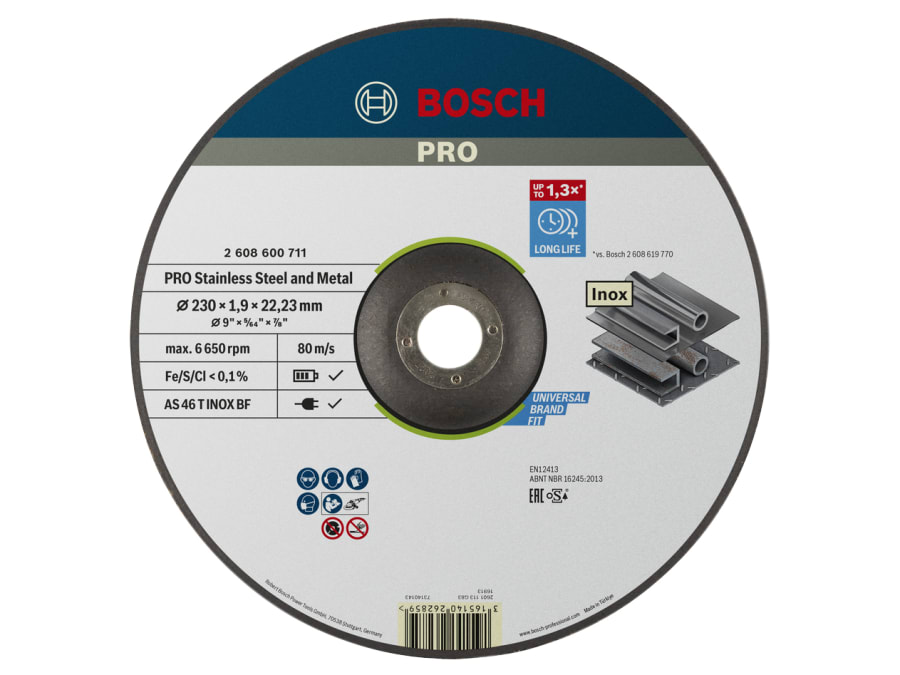 Bosch Powertool Accessories Bosch 2608600711 Stainless Steel & Metal Bonded Cutting Disc x