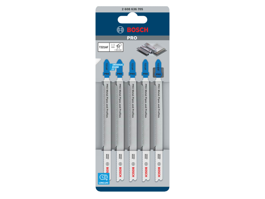 Bosch T321AF 132mm Jigsaw Blade for Metal Pipes & Profiles (Pack of 5)