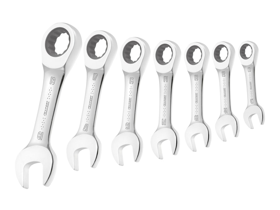 Expert E111104 7 Piece Stubby Ratchet Spanner Set