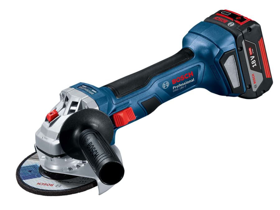 Bosch GWS 18V-7 Professional 115mm Angle Grinder with 2 × 4.0Ah Batteries