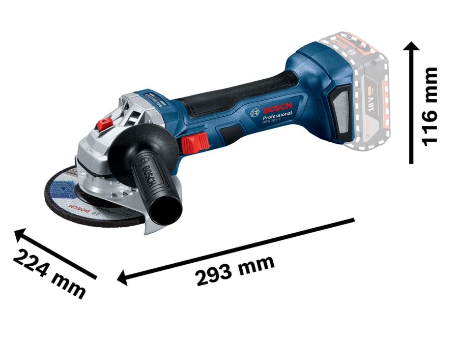 Bosch GWS 18V-7 Professional 115mm Angle Grinder with 2 × 4.0Ah Batteries
