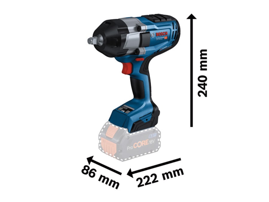 Bosch GDS 18V-1000 Pro BITURBO 18V Impact Wrench with 2 × 8.0Ah ProCORE18V Batteries