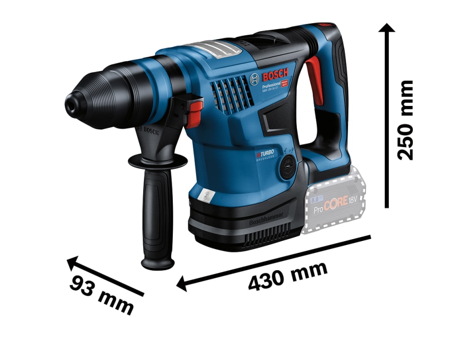 Bosch GBH 18V-34 CF Pro BITURBO SDS-Plus Rotary Hammer 18V with 2 × 8.0Ah Batteries