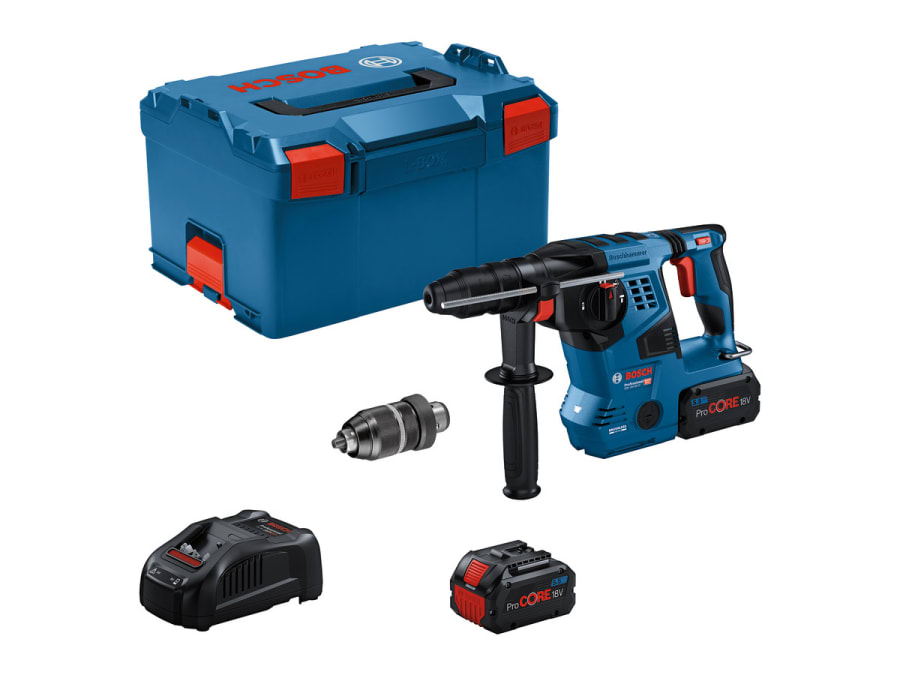 Bosch GBH 18V-28 CF Pro BITURBO SDS-Plus Rotary Hammer 18V with 2 × 5.5Ah ProCORE18V