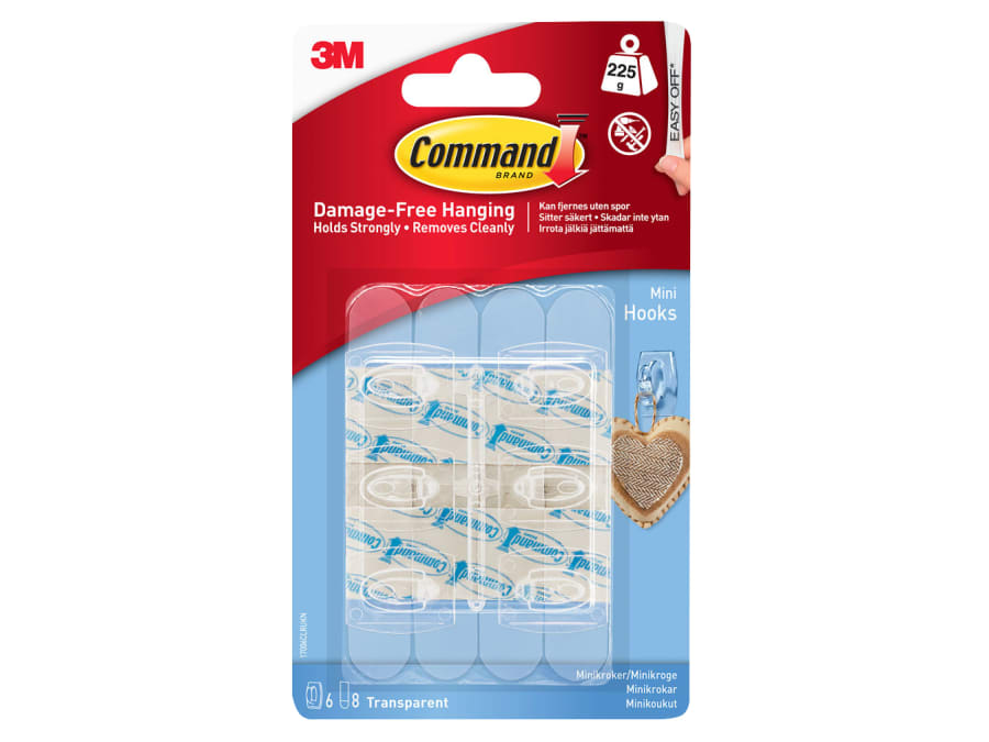 Command 17006CLR Mini Hooks with 6 Hooks