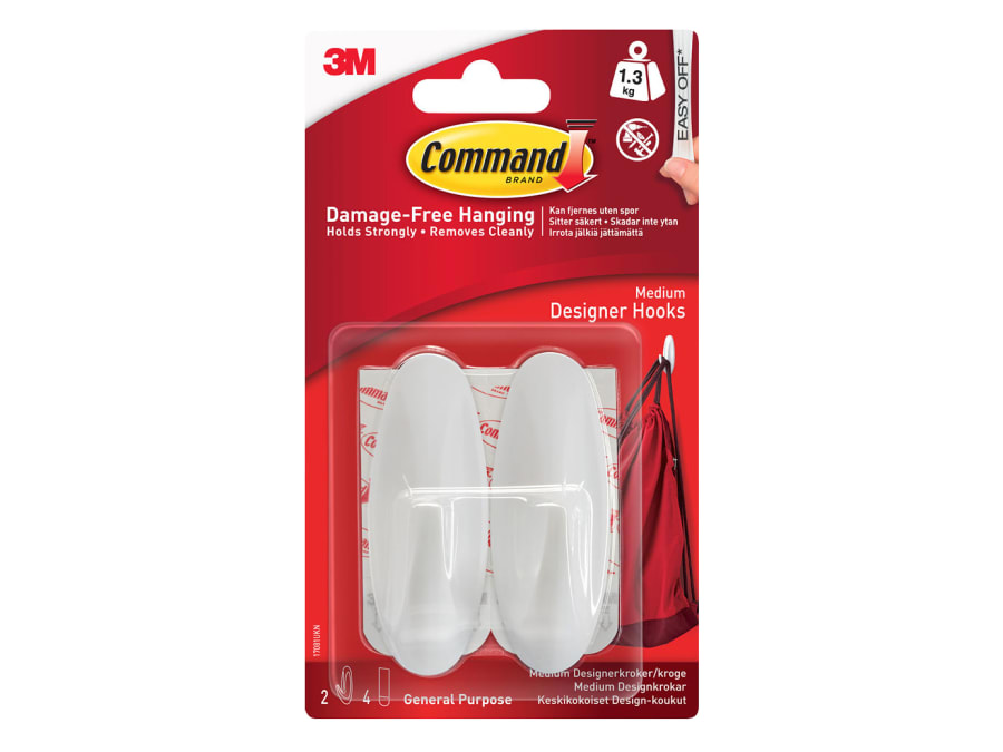 Command 17081 Medium White Designer Hooks
