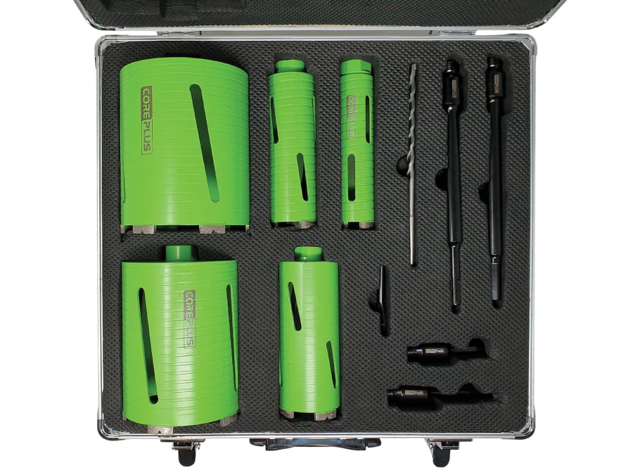 Coreplus CORDCDKIT11 11 Piece Diamond Dry Core Drill Bit Set