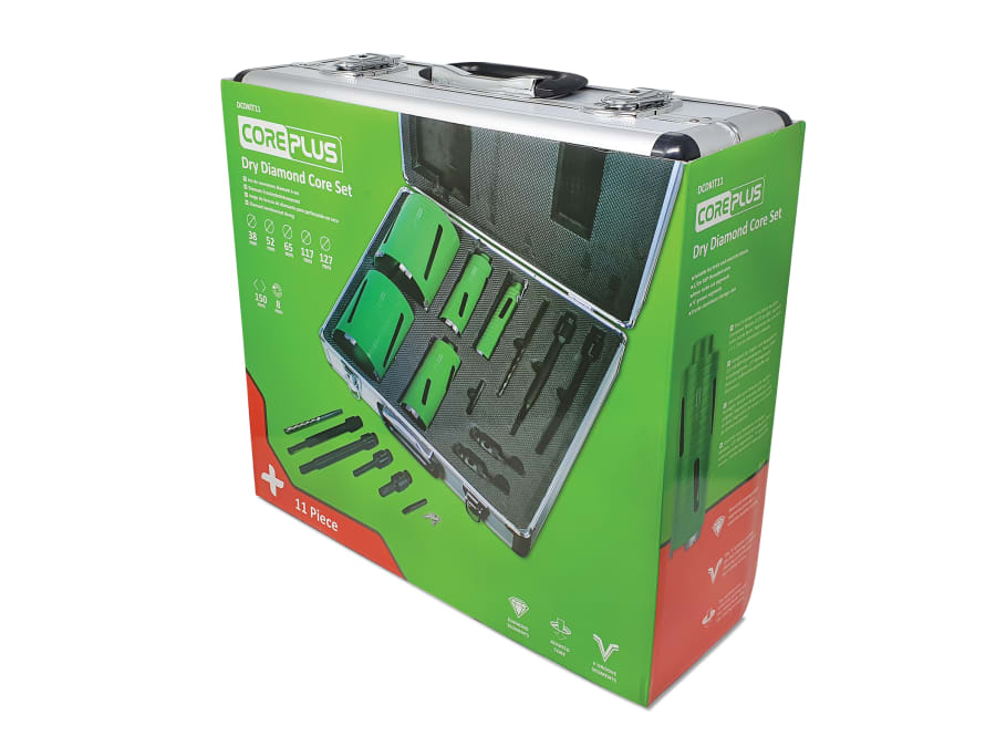 Coreplus CORDCDKIT11 11 Piece Diamond Dry Core Drill Bit Set