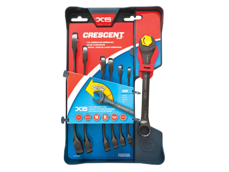 Crescent CX6RWM7 7 Piece Open End Ratcheting Spanner Set