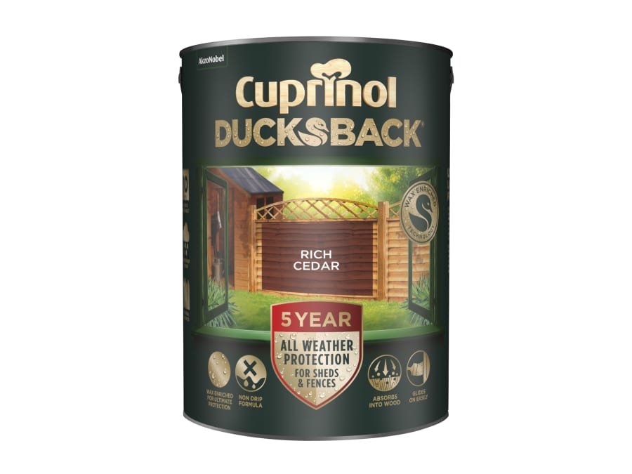 Cuprinol 5092436 Ducksback Shed & Fence Treatment Rich Cedar 5 Litre
