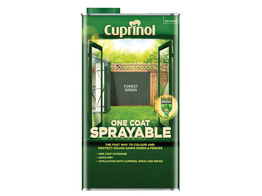 Cuprinol 5355971 One Coat Sprayable Fence Treatment Forest Green 5 Litre