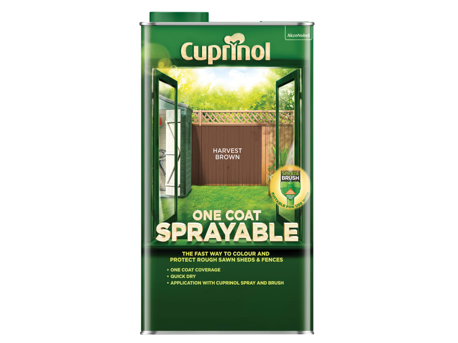 Cuprinol 5355973 One Coat Sprayable Fence Treatment Harvest Brown 5 Litre
