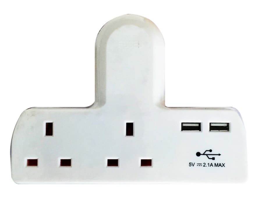 Dencon 1695 2 Way Socket Adaptor with USB