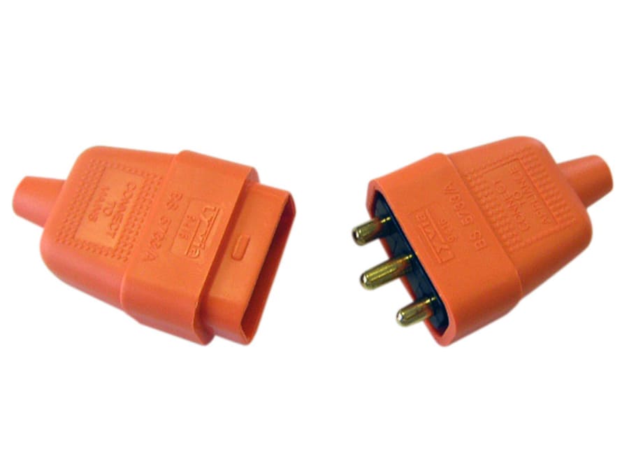 Dencon 9416ORNB 10A 3 Pin Rubber Connector Plug Orange