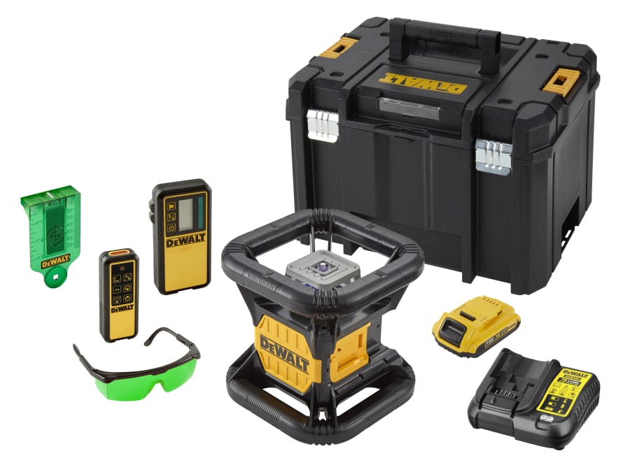 Dewalt Power Tools Dewalt DCE079D1GGB 18V Green Rotary Laser Kit with 1 × 2.0Ah Battery