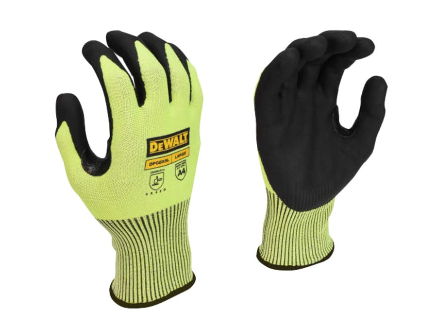 Dewalt Power Tools Dewalt DPG855LEU Hi-Vis Cut D Grip Gloves