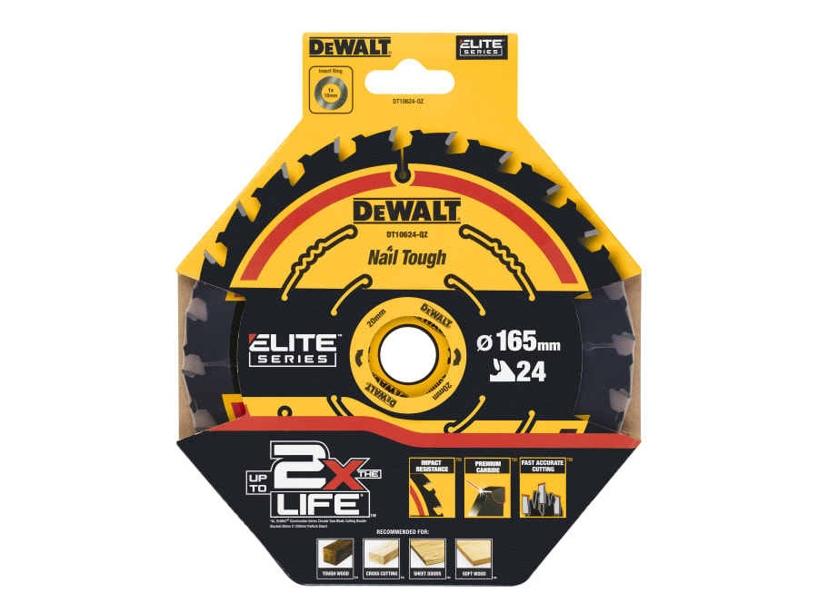 Dewalt DT10624 EXTREME Second Fix Circular Saw Blade 165 × 20mm × 24T