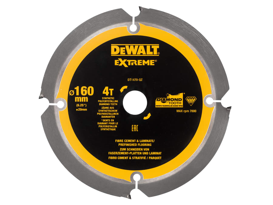 Dewalt Power Tools Dewalt DT1470QZ 160 x 20mm x 4T PCD Fibre Cement Saw Blade