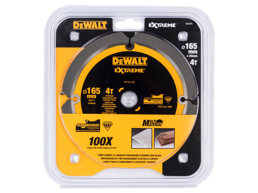 Dewalt Power Tools Dewalt DT1471QZ 165mm x 20mm 4T PCD Fibre Cement Saw Blade
