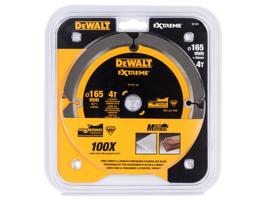 Dewalt Power Tools Dewalt DT1471QZ 165mm x 20mm 4T PCD Fibre Cement Saw Blade