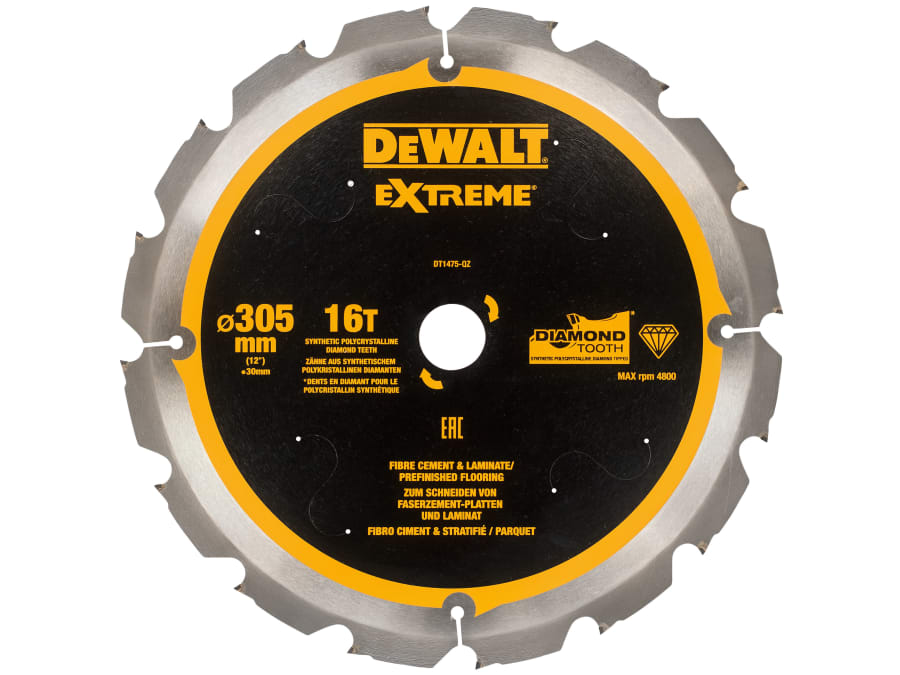 Dewalt Power Tools Dewalt DT1475QZ 305mm Fibre Cement Saw Blade with 16T