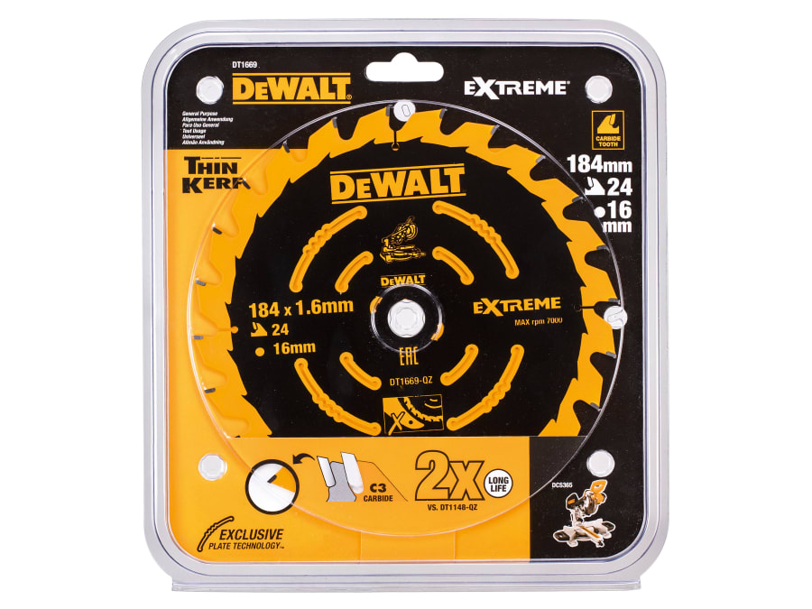Dewalt Power Tools Dewalt DT1669QZ 184mm x 16mm x 24T Mitre Saw Blade