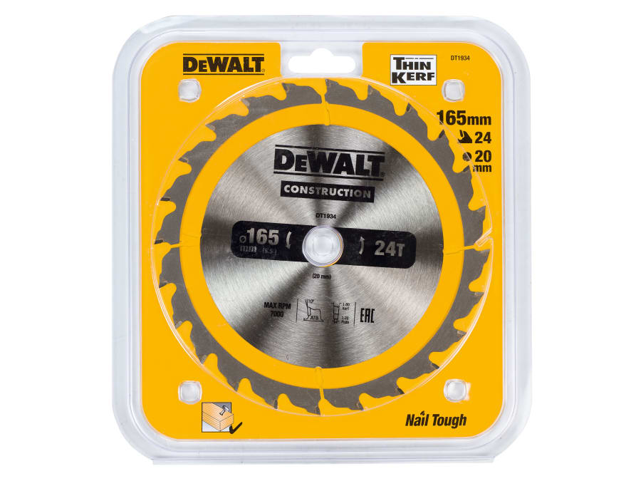 Dewalt Power Tools Dewalt DT1934QZ 165mm x 20mm x 24T Circular Saw Blade