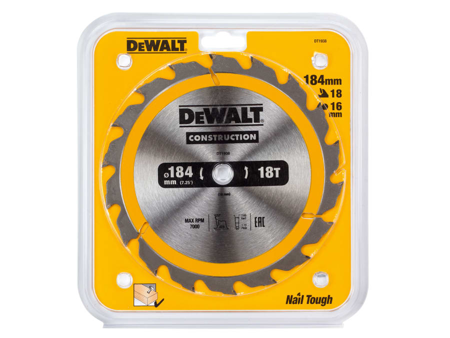 Dewalt Power Tools Dewalt DT1938QZ 184mm x 16mm x 18T Circular Saw Blade