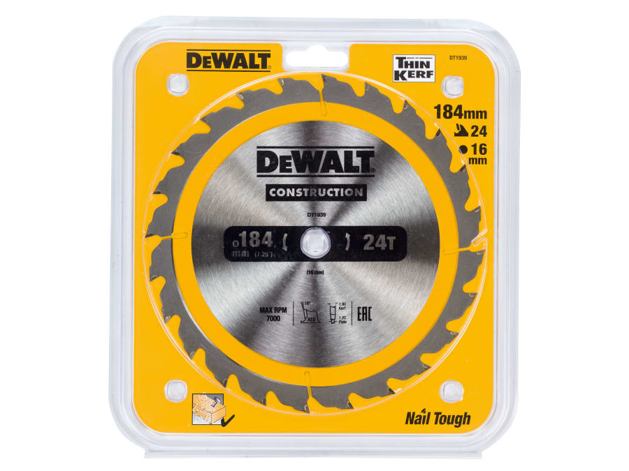 Dewalt Power Tools Dewalt DT1939QZ 184mm x 16mm x 24T Circular Saw Blade
