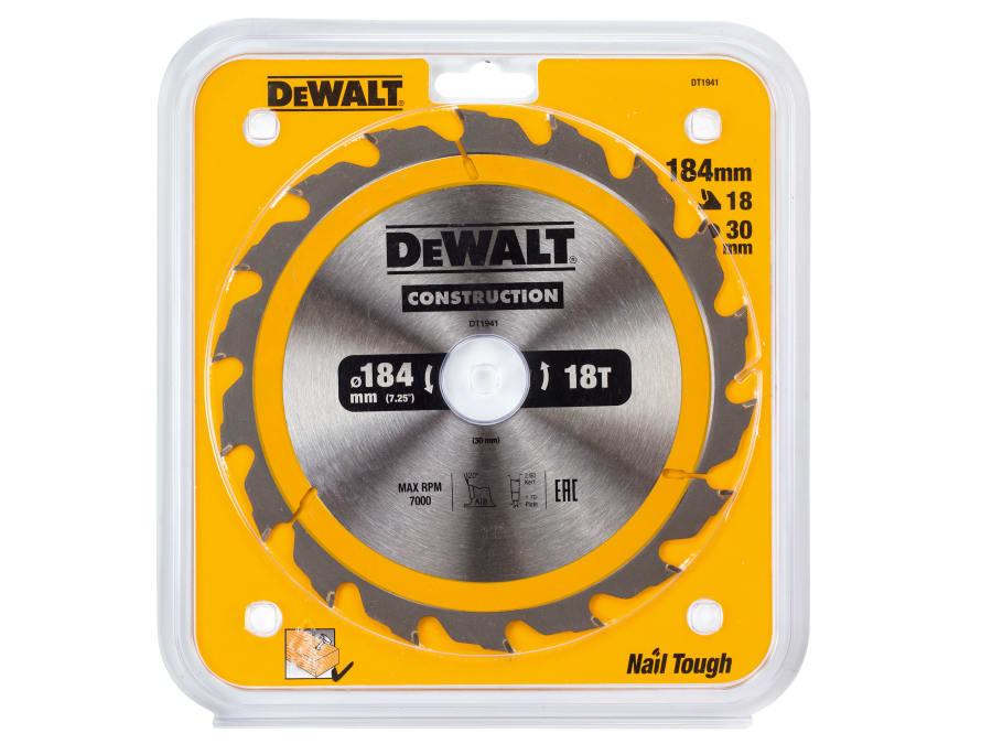 Dewalt Power Tools Dewalt DT1941QZ 184mm x 30mm x 18T Circular Saw Blade