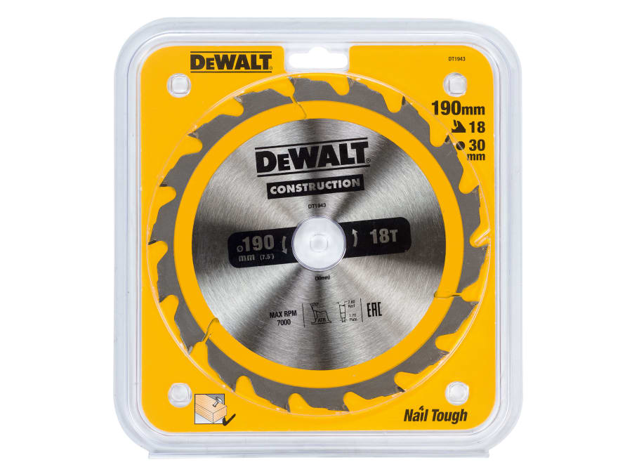 Dewalt Power Tools Dewalt DT1943QZ 190 x 30mm x 18T Circular Saw Blade