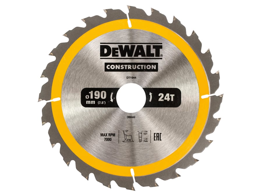 Dewalt DT1944 190 × 30mm × 24T Circular Saw Blade