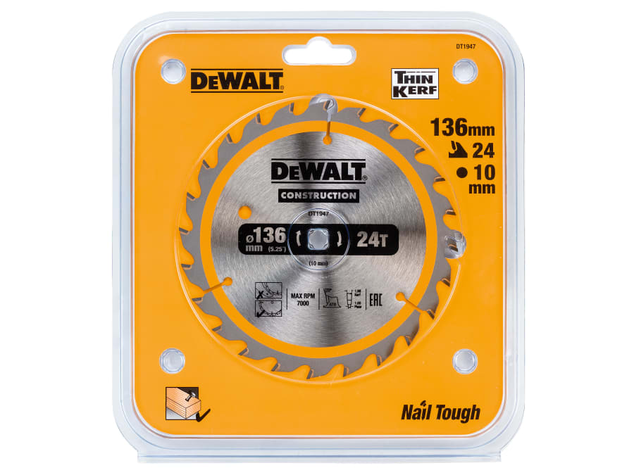 Dewalt Power Tools Dewalt DT1947QZ 136mm x 10mm x 24T Trim Saw Blade