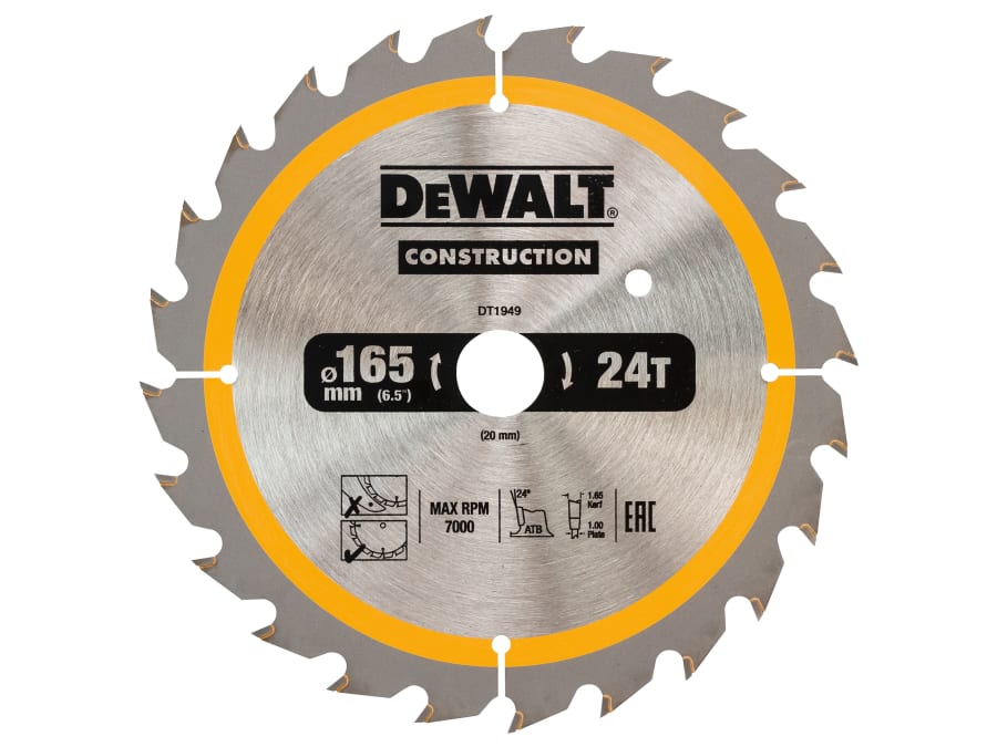 Dewalt DT1949 165mm x 20mm x 24T Construction Circular Saw Blade