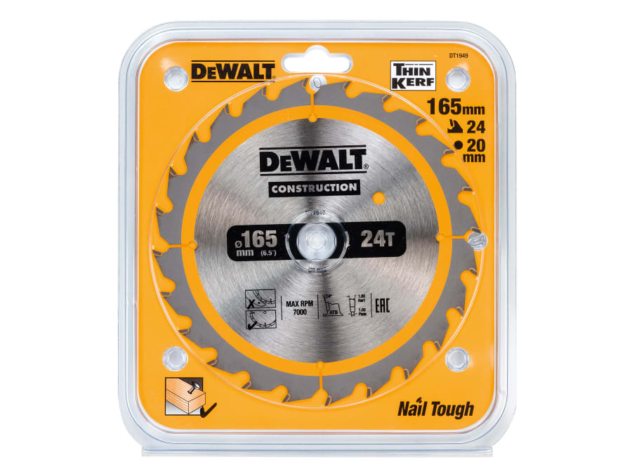 Dewalt DT1949 165mm x 20mm x 24T Construction Circular Saw Blade