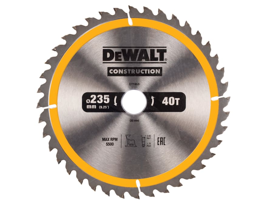 Dewalt Power Tools Dewalt DT1955QZ 235 x 30mm x 40T Circular Saw Blade