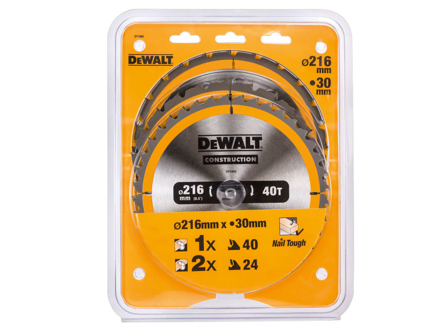 Dewalt DT1962 216mm Circular Saw Blade Set with 3 Blades