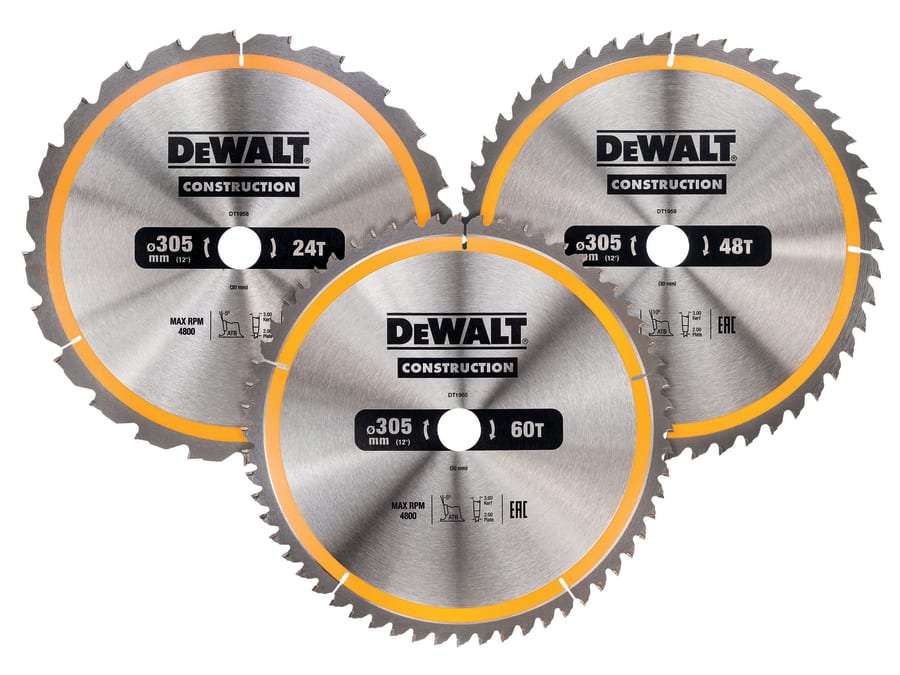 Dewalt Power Tools Dewalt DT1964QZ 305mm x 30mm Circular Saw Blade 24T/48T/60T 3 Pack