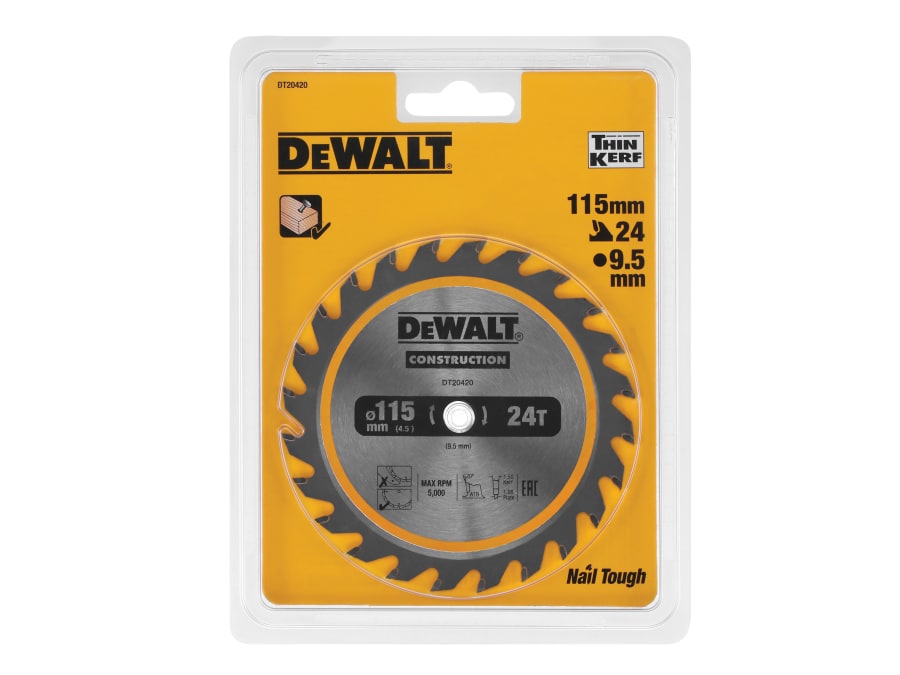 Dewalt Power Tools Dewalt DT20420QZ 115 x 9.5mm x 24T TCT Construction Circular Saw Blade