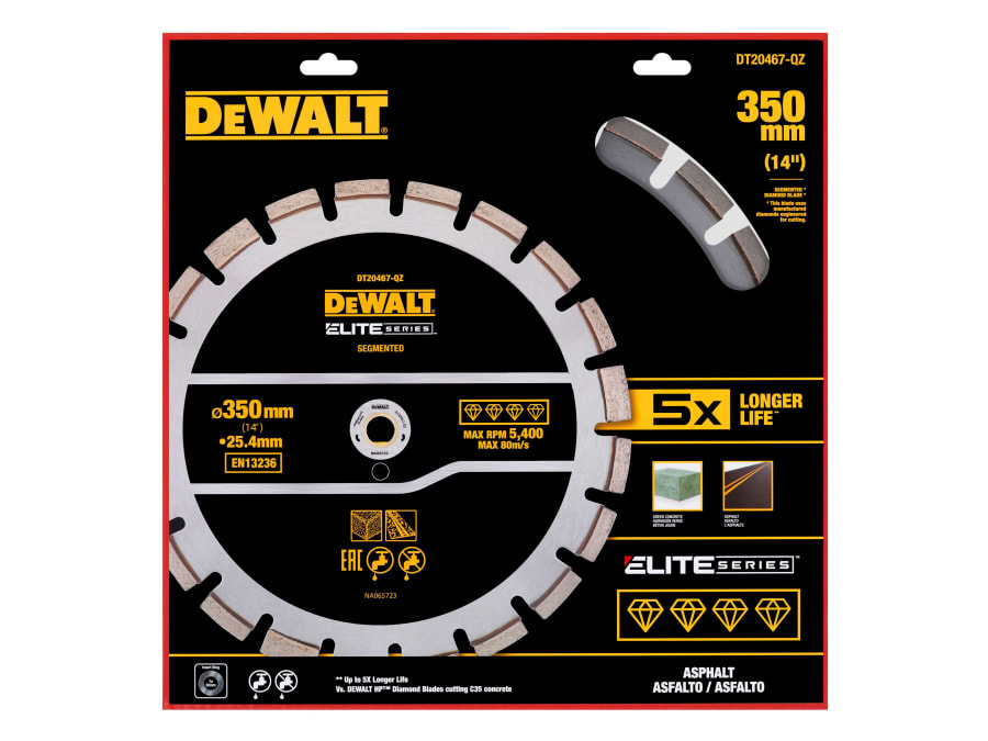 Dewalt Power Tools Dewalt DT20467QZ 350mm Asphalt Diamond Segmented Wheel 25.4mm