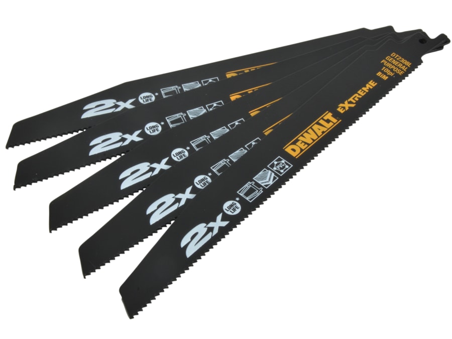 Dewalt Power Tools Dewalt DT2308LQZ 228mm 10 TPI Reciprocating Blade with 5 Pack